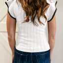 Saodimallsu Womens Summer Sleeveless Sweaters Vest Slimming Crewneck Cable Knit Ruffle Sweater Tank Tops Casual Work Tops (X-Large, White)