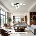 Mid Century Glass Globe Semi Flush Mount Ceiling Light Fixture Chandelier | Modern 9 Light Sputnik Black Metal Bright Large Ceiling Light for Living Room Dining Room Bedroom Kitchen Office, 9 Light