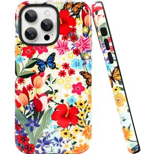 Bonoma Case for iPhone 16 Pro Max, Flower Cluster Phone Case for Girls Women Compatible with Magsafe, Hybrid Scratch Resistant Shockproof Protection Cover for iPhone 16 Pro Max