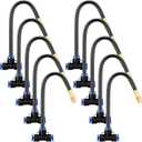 Zonon 10 Pcs Brass Misting Nozzles Tee with 8" Built in Hose for 0.32"/8 mm Tubing 360 Degree Rotation Adjustable Water Mister Nozzle Thread Sprayer Misting Part Accessories for Patio Outdoor Cooling