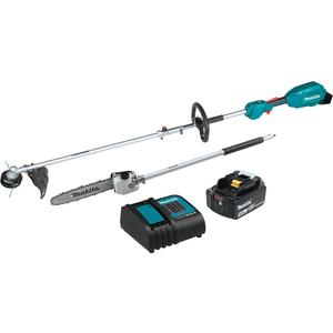 Makita XUX02SM1X4 18V LXT Lithium-Ion Brushless Cordless Couple Shaft Power Head Kit With 13" String Trimmer & 10" Pole Saw Attachments (4.0Ah)