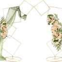 Square Wedding Arch Backdrop Stand Set of 2, Gold Metal Flower Display Stands, 4-tier Party Balloon Arch Stands, Floral Backdrop Frame Display Racks for Birthday Party Christmas Wedding Home Decor