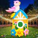 5FT Spring Inflatable Bird House Outdoor Decorations Blow up Yard Decor, Built-in LED Lights for Spring Easter Yard Garden Lawn Party