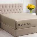 Extra Deep King Fitted Sheet - Hotel Luxury Single Fitted Sheet Only - Easily Fits 18 inch to 24 inch Mattress - Ultra Soft, Wrinkle Free w/Extra Deep Pockets - Breathable & Comfy - Heathered Beige (12 - Heathered Beige)