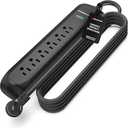 Monster Power Surge Protector w/ 1200 Joule Rating — Heavy Duty 6 FT Surge Protector Power Strip w/ 6 120V Outlets, 2 USB-A Ports — Fireproof MOV, Dual Mode, Clean Tech for Home & Office (Black)