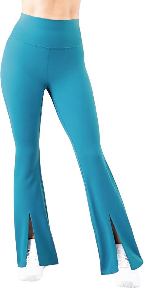 Women's Split Hem Flare Seamless Yoga Pants High Waisted Tummy Control No Front Seam Workout Leggings small to medium