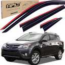 Outside-Mount Rain Guards Window Visors for 2013-2018 Toyota RAV4 Full-Size Wind Vent Deflectors Car Accessories Dark Smoke 6-Piece Set with Thicker and Waterproof Steps