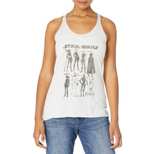 STAR WARS Women's Visions Inked Textbook Tri-Blend Racerback Layering Tank (White Heather) XL