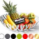 MUELLER Fruit Basket, Modern Fruit Bowl Made in Europe, Decorative Centerpiece for Home Decor, Ideal for Kitchen Counter, High-end Look, White