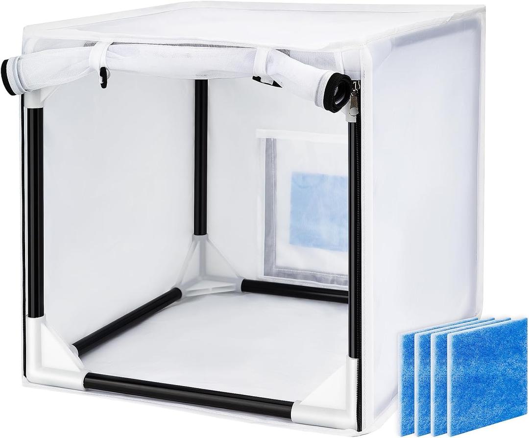 Airbrush Paint Spray Booth,with Filter & Curtain 15 inch Portable Spray Paint Booth Tool, Tool for DIY Projects, White (15inch)