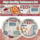 96 Pcs 40th Birthday Party Tableware Set Vintage 40 Year Old Paper Plates Napkins Back in 1986 Dinnerware Set Disposable Cheers to 40 Years Decoration for 24 Guests Men Women 40th Theme Party Supplies