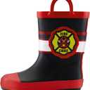 mysoft Kids Rain Boots for Girls Boys Toddler Waterproof Rubber Cute Printed with Easy-On Handles (Fire Chief) 8