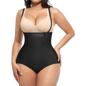 SHAPELLX Tummy Control Shapewear for Women High Waisted Body Shaper Faja Colombiana Black Waist Trainer Bodysuit(Black, L)