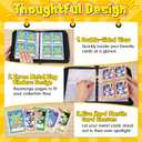 Card Binder  4 Pocket Zipper Collection Album, Premium PU Holder, Double-Sided Display for 400 Cards, Includes 5 Hard Plastic Sleeves for Game Cards, Sports CardsCartoon Stickers
