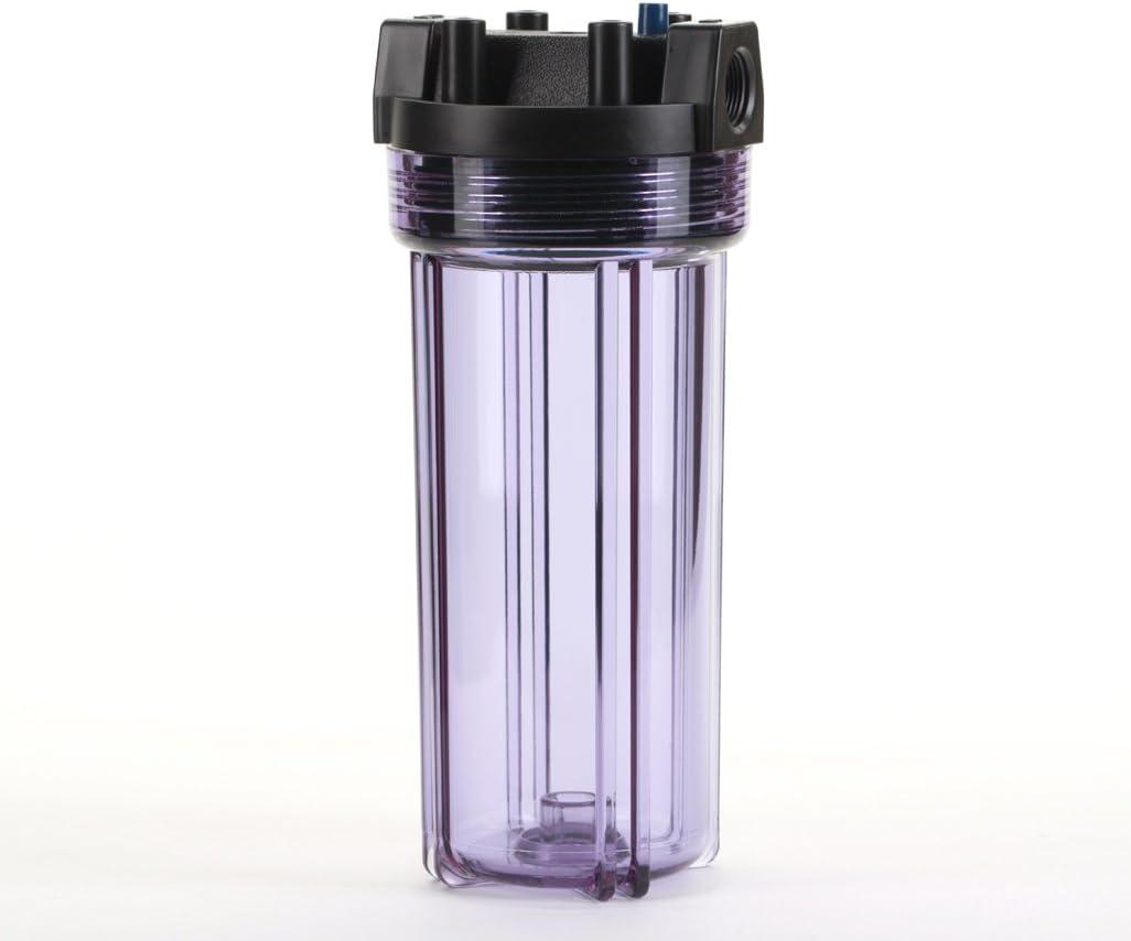 Hydronix HF5-10CLBK34PR Water Filter Housing 10" RO, Whole House, Hydroponics - 3/4" Ports, Clear Body w/PR