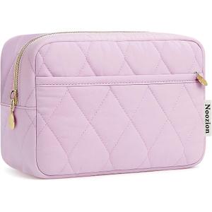 Noozion Makeup Bag Travel Toiletry Bag, Puffy Padded Cosmetic Bag for Women, Makeup Organizer Case, Wide-open Pouch Purse, Travel Essentials