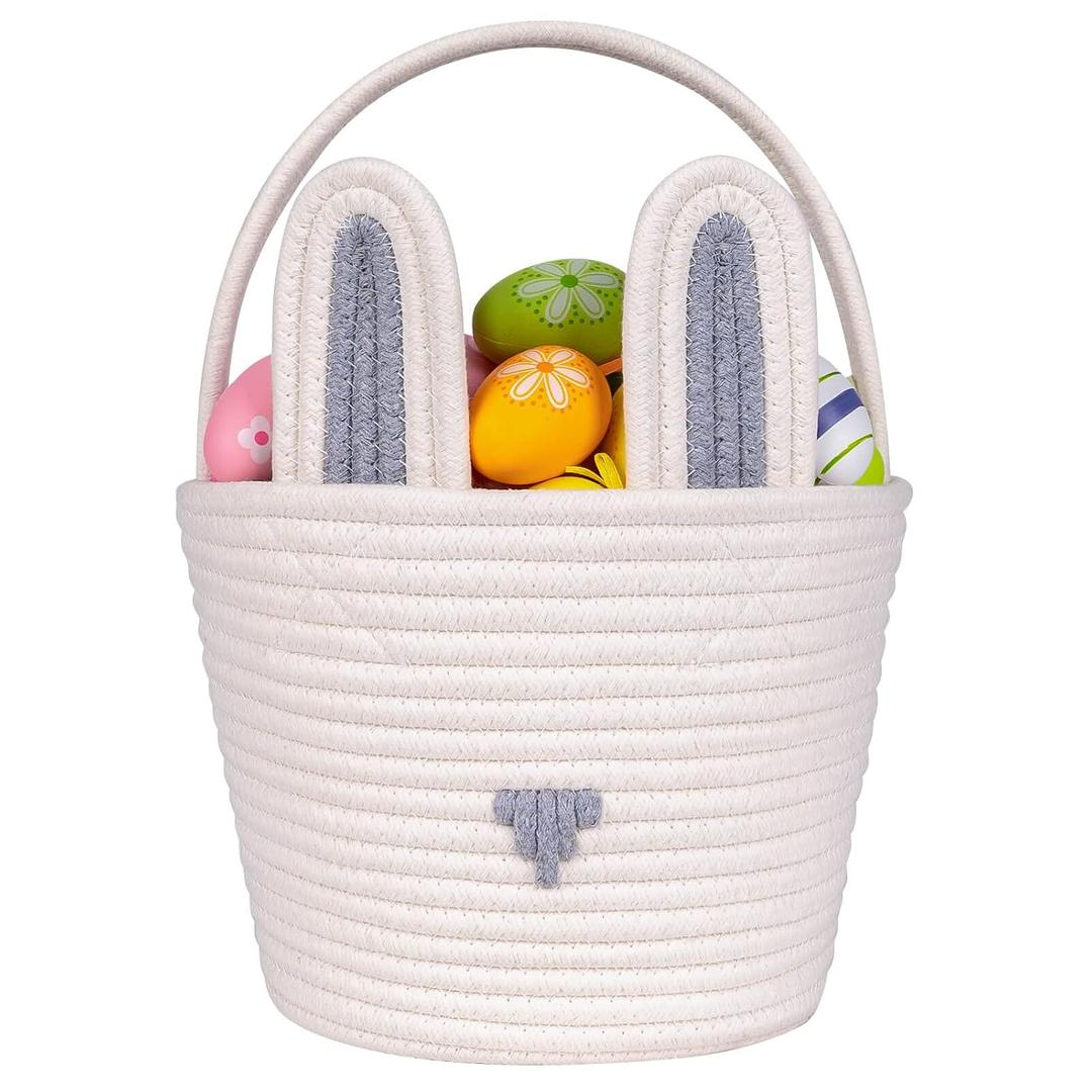 CubesLand Easter Baskets Easter Egg Hunt Baskets for Kids, Cute Bunny Gift Basket for Baby Easter Decorations Party Supplies Grey White 9.8 x 7.8 x 7.8