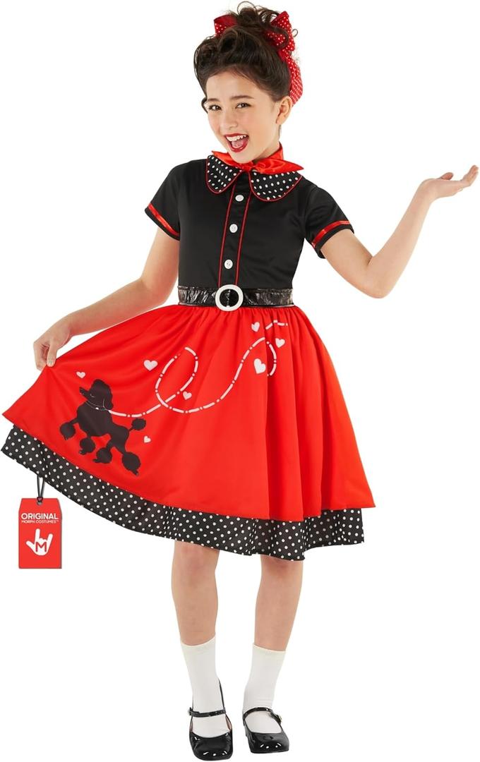 Morph Poodle Skirts For Girls Costume 50s Costume for Girls 1950s Poodle Skirt Costume Girls Poodle Skirt Costume Kids (Medium)