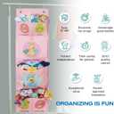 Room Hanging Storage Organizer, Fun & Colorful Storage & Organization for Clothes, Toys, & More. Wall & Door Attachable, Water-Resistant. Ideal for Kids' Room, Locker Kindergarten or Playroom (Pink)