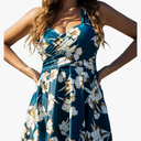 COCOPEAR Women's Elegant Crossover One Piece Swimdress Floral Skirted Swimsuit 2XL