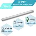 (18inch) F15T8/WW Fluorescent Bulb 15Watt Soft White F15W-T8-KB Replacement Light Tube,3000K Warm White T8 Linear Lamp for Kitchen and Bath, 17 inch Exclude 4 pins