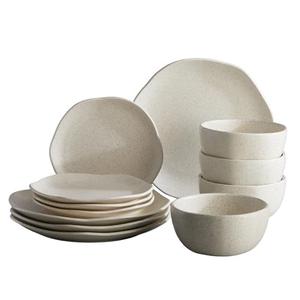 Corona Dinnerware Set 11– piece, Plates and Bowls Set, Ceramic Sets for 4, Microwave and Dishwasher Safe, Orion Reactive Glaze