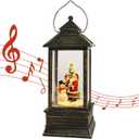 Christmas Snow Globe Lantern with Music USB Lined/Battery Operated Santa Snowman Tree Scene Lighted Christmas Lantern Water Glittering Snowing Globes Lamp for Home Festival Decoration Gifts