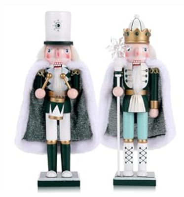 2 Pcs Wooden Christmas Decorations Nutcracker Soldier, 38CM Traditional Painted Nutcracker Figures,Festive Collectible Christmas Ornament Gift for Family Friends