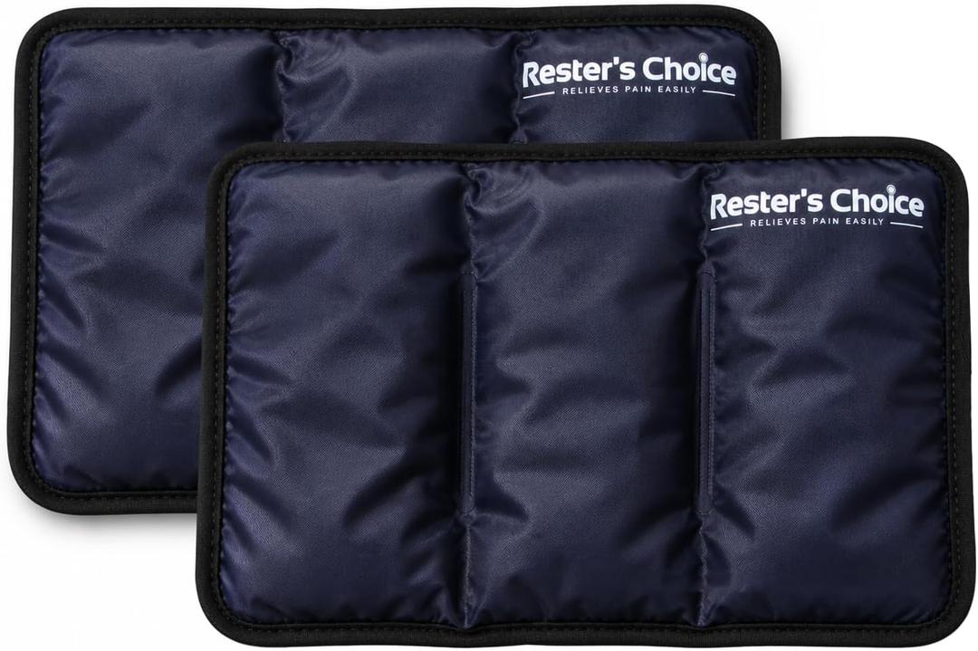 Rester's Choice 2 Pack Reusable Gel Ice Packs for Injuries – Flexible Cold Pack for Pain Relief & Swelling, Stays Cold Longer, Medium 7” x 12”, for Knee, Back, Shoulder (Dark Blue, 2 Pack, 7x12)