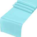 uxcell 12 Pcs Pale Turquoise Satin Table Runner 12" x 108" Romantic Silk Table Runner Smooth Fabric Table Runner Decorations for Wedding Dining Birthday Party (9ft)