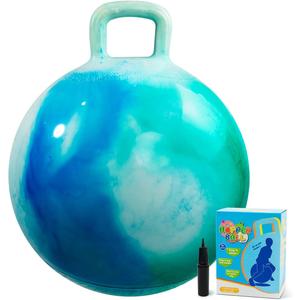 U&C Planet Hopper Ball 18 inches Bouncy Ball with Handle for Kids Age 3-6 Hoppity Hop Sit and Bounce Jumping Hopping with Pump and Gift Box Great Gift for Birthday Christmas, Clouds