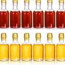 Hacaroa 12 Pack Small Glass Liquor Bottles with T-Top Caps and Heat Shrink Capsules, 3 Oz (100ml) Clear Vodka Bottles, Travel Shots Bottles for Wine, Alcohol, Whiskey, Beverages