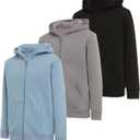 PURE CHAMP Boys Hoodies 3 Pack Fleece Pullover & Zip-Up Sweatshirts for Boys Kids Youth Plain Basic Everyday Wear Size 10-12