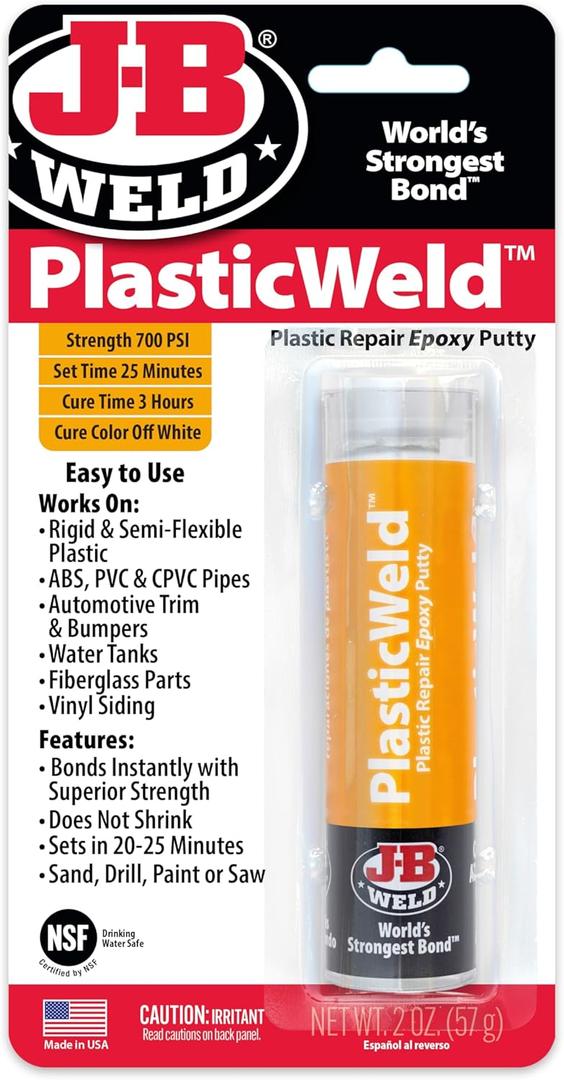 J-B Weld 8237 PlasticWeld Plastic Repair Epoxy Putty - 2 oz. J-B Weld 8237 PlasticWeld Plastic Repair Epoxy Putty - 2 oz.