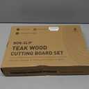 3 Pack Teak Wood Cutting Board Set for Kitchen Charcuterie Board Serving Heavy Duty Non Toxic Slip Over Sink Solid Thick Haus Wooden Chopping Board Large Big Small Meat Best Kitchen Essential Gift (Multi-Size Set | 3 Pack with Holder)