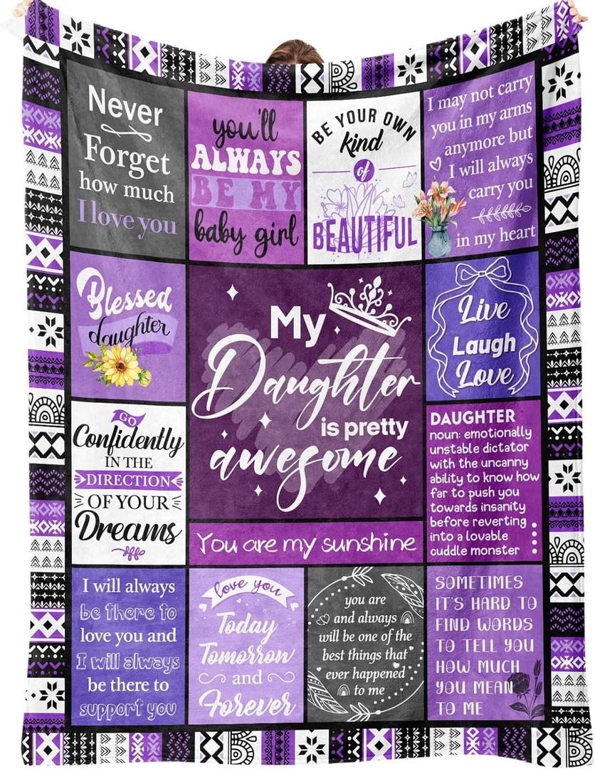 Daughter Gifts from Mom, Dad, Daughter Birthday Gifts, Daughters Blanket, Christimad Birthday Gift for Daughters Adult, to My Daughters Blanket 60x50 Inches