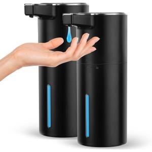 2 Pack Automatic Soap Dispenser: 13.52oz/400ml Wall Touchless Liquid - 4-Level Adjustable Modern Electric Hand Soap Dispenser - Kitchen Bathroom Kids Family Black
