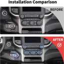 JWWY Radio AC Knobs Air Conditioner Switch Button Center Console Headlight Gear Shift Switch Knob Cover Trim Fit for 2018-2025 Dodge RAM Interior Accessories 7PCS Blue