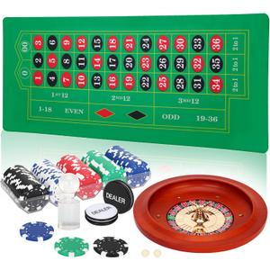 Luxurious Roulette Wheel Game Set,11 inches Soild Wood Casino Grade Roulette Game SetRoulette Wheel can be Very Quiet and Smooth Rotation, Perfect for Night Family Games and Professional use