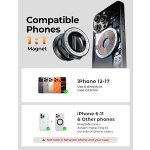 LISEN for Magsafe Car Mount, Magnetic Phone Holders for Your Car, Magnet Car Accessories for Women Men Interior Jeep BMW, Vacuum SuctionPro for Valentines Day Gifts for Him Her Kits, for iPhone 1712