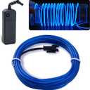 lychee EL Wire Neon Glowing Strobing Electroluminescent Light El Wire,Battery Pack for Parties, Halloween Decoration (Blue, 15ft)