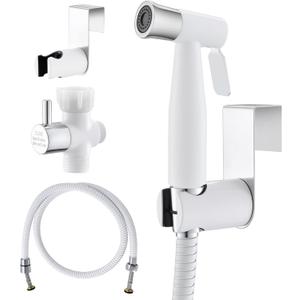 Purrfectzone Bidet Sprayer for Toilet, Bidet Sprayer for Feminine Wash, Premium Stainless Steel Jet Spray for Toilet, Wall-Mounted or Toilet Tank Mounted - White/Chrome