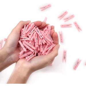 100PCS Baby Shower Clothespins Games Girl Plastic Clothes Pin with Waterproof Bag Mini Pink Pin Bulk 1.37 inch for Party Decorations, DIY Crafts