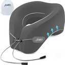 jiaao Upgraded Middle Memory Foam Travel Neck Pillow for Airplane- 360 Ergonomic Head and Neck Support for Flight, Car, Train, Bus - Soft Travel Pillow for Side & Back Sleepers with Travel Pouch (Adult Regular, Dark Gray)