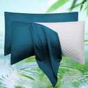 Cooling Crescent Pillow Cases Queen Size Set of 2 - Rayon Derived from Bamboo Side Sleeper Pillowcase Cover - Breathable Silky Soft Pillowcase for Hot Sleepers Hair and Skin 20 * 30 Inches Teal