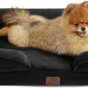 Bedsure Small Orthopedic Dog Bed - Washable Bolster Dog Sofa Beds for Small Dogs, Supportive Foam Pet Couch Bed with Removable Washable Cover, Waterproof Lining and Nonskid Bottom Couch, Black (24.0"L x 18.0"W x 6.0"Th)