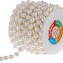 10mm Pearl Strands,9 Yds of Lvory Fake Beads Garland Spool Roll with Stringed Pearls for Crafting,Wedding Party,Christmas Tree Decoration. (Ivory)