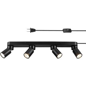 Globe Electric Plug-in Track Lighting, 4-Light Adjustable Track Bar, Matte Black 24-Inch Fixture with 15-Foot Cord, Modern Ceiling Light for Apartments & Rentals, 2.85 x 24 x 5.24 inches