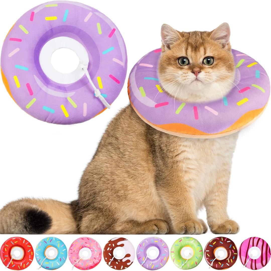 Cat Cone Collar Soft, Cat Recovery Collar for Wound Healing Cute Donut Adjustable Kitten Cones to Stop Licking Comfortable Lightweight Neck Elizabethan Collars for Kittens After Surgery (Medium)