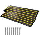 VEVOR 2 Pack Rubber Curb Ramps for Driveway, Heavy Duty Car Ramp 2.5 Inch High 1-Channel Cord Cover Curbside Bridge Ramp with 8 Expansion Bolts for Loading Dock Garage Sidewalk